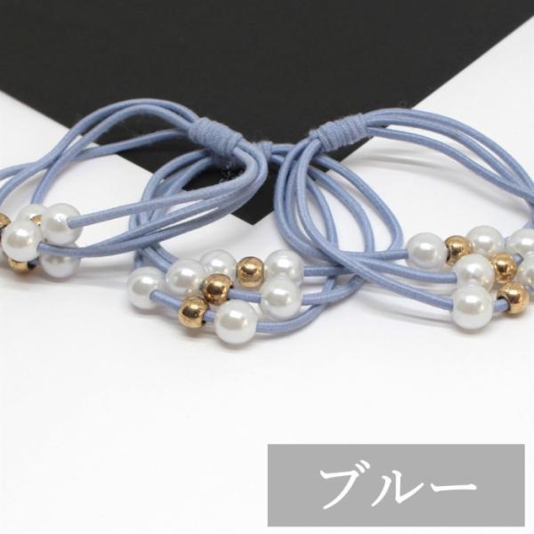 ヘアゴムベビーヘアクリップ3連花*半円ゴールドビーズ付き*