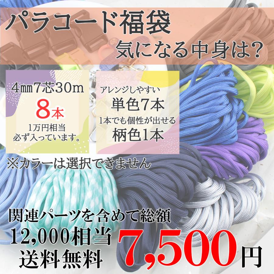 福袋 パラコード 4mm 30m パラシュートコード テントロープ ガイド