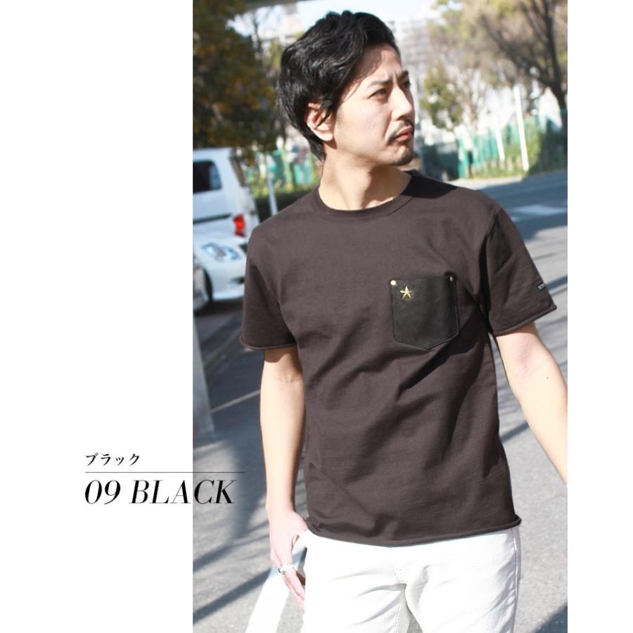 Schott ショット 別注 限定 DEER POCKET ONE STAR レザーポケット ワンスター Ｔシャツ 3163030 3173042｜lax｜15