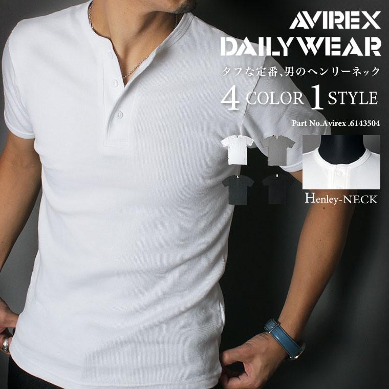 AVIREX アビレックス アヴィレックス  Tシャツ  tシャツ 6143504 ヘンリーネック Ｔシャツ デイリー【クーポン対象外商品】｜lax