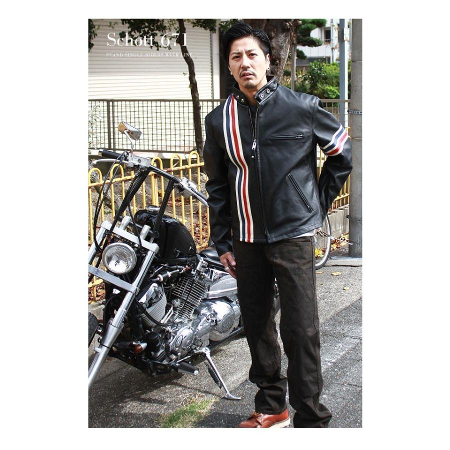 Schott ショット ライン入りシングルライダース 671 【USAモデル】 【クーポン対象外商品】 | Schott N.Y.C | 12