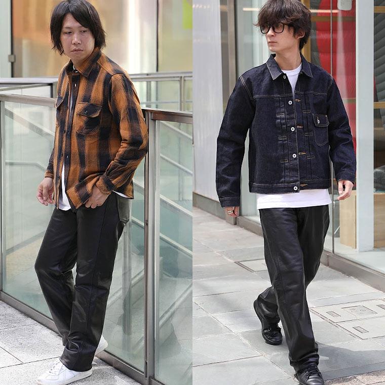 【ポイント10倍】Schott ショット LOT.025 LEATHER PANTS レザーパンツレザーパンツ 牛革 カウハイド ストレート 作業着 ワイドパンツ バイカー 7825915002 2025の画像