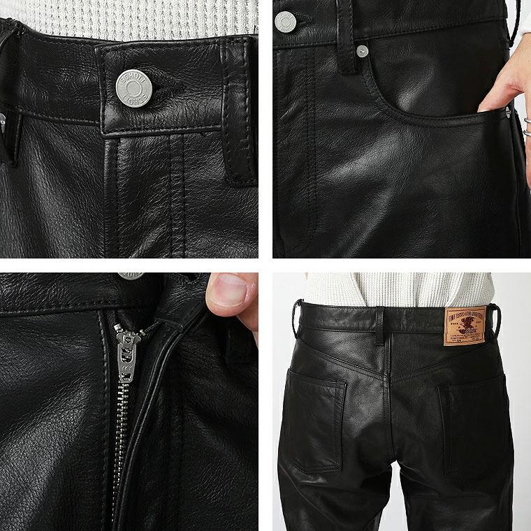 【ポイント10倍】Schott ショット LOT.025 LEATHER PANTS レザーパンツレザーパンツ 牛革 カウハイド ストレート 作業着 ワイドパンツ バイカー 7825915002 2025の画像