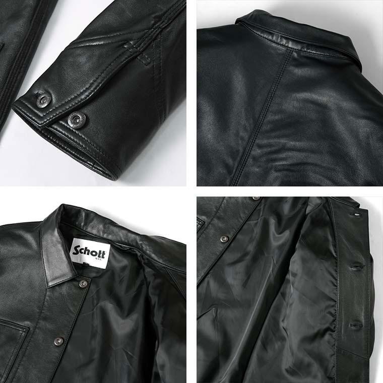 Schott ショット ラムレザー カバーオール ワークジャケット 革ジャン ミリタリー 襟付き 3111050 2025 7825950012の画像