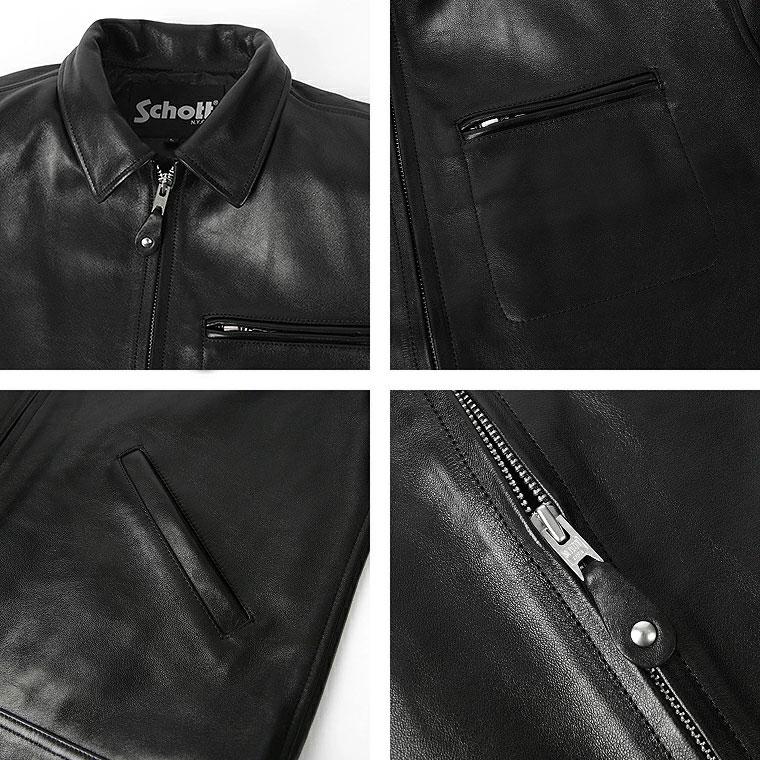 【ポイント10倍】Schott ショットラムレザー トラッカージャケット襟付き レザージャケット 3121034 7823950120 7825950014 革ジャン シングルライダース 羊革の画像