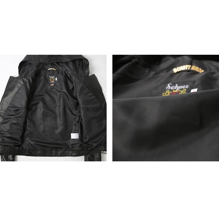 Schott ショット 503HDT HOODED ONESTAR フードワンスター レザー フルジップ パーカー 革ジャン レザーパーカー フード バイカー 本革  7823950106  7825950024の画像