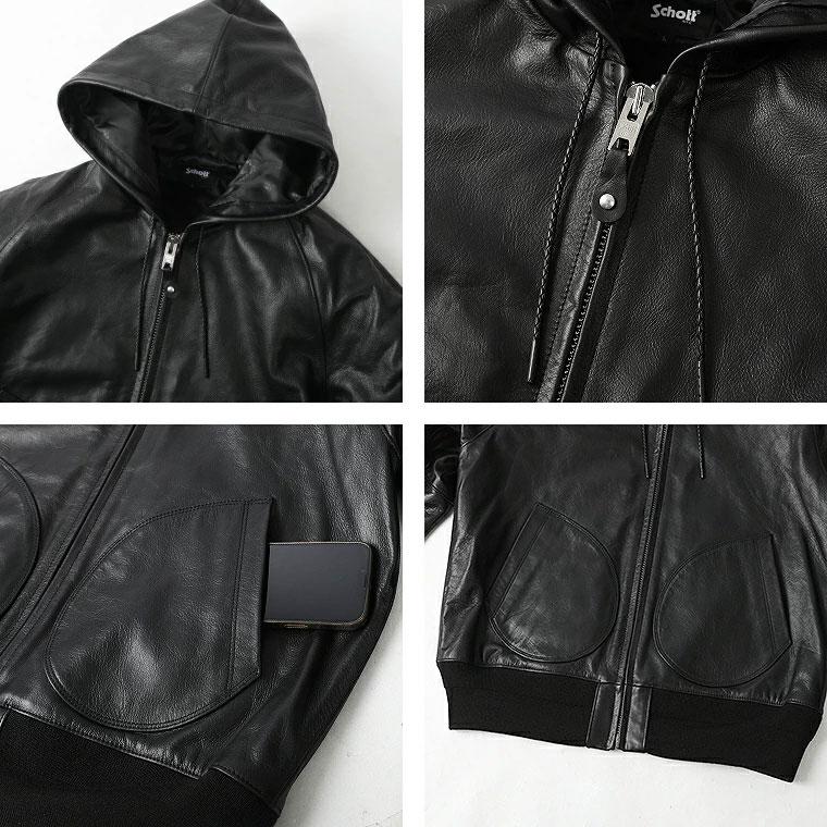 Schott N.Y.C（ショット） 【ポイント10倍】Schott レザー フーデッド