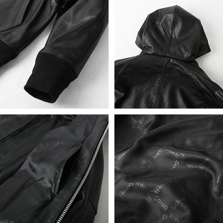 Schott N.Y.C（ショット） 【ポイント10倍】Schott レザー フーデッド