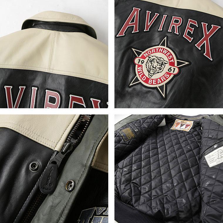 【ポイント10倍】AVIREX アビレックス アヴィレックス  STADIUM JACKET WILD BEARS スタジアム ジャケット ワイルド ベアーズ レザージャケット 7833950013 2025の画像