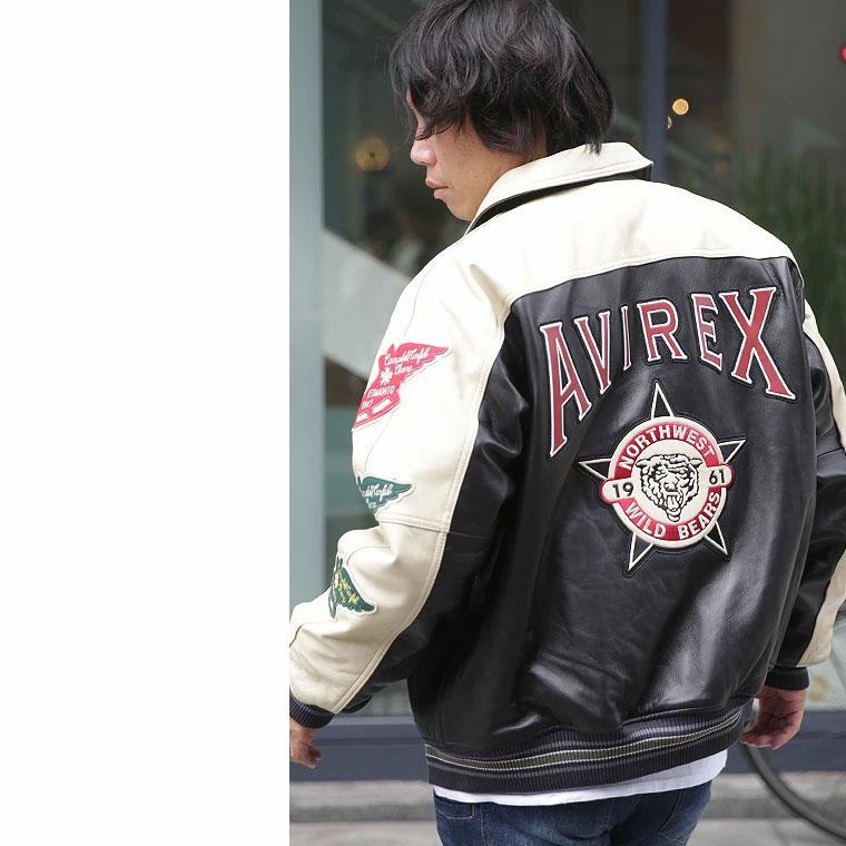 【ポイント10倍】AVIREX アビレックス アヴィレックス  STADIUM JACKET WILD BEARS スタジアム ジャケット ワイルド ベアーズ レザージャケット 7833950013 2025の画像