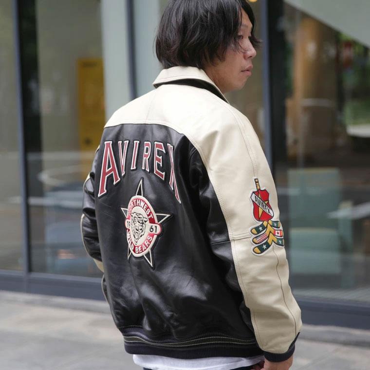【ポイント10倍】AVIREX アビレックス アヴィレックス  STADIUM JACKET WILD BEARS スタジアム ジャケット ワイルド ベアーズ レザージャケット 7833950013 2025の画像
