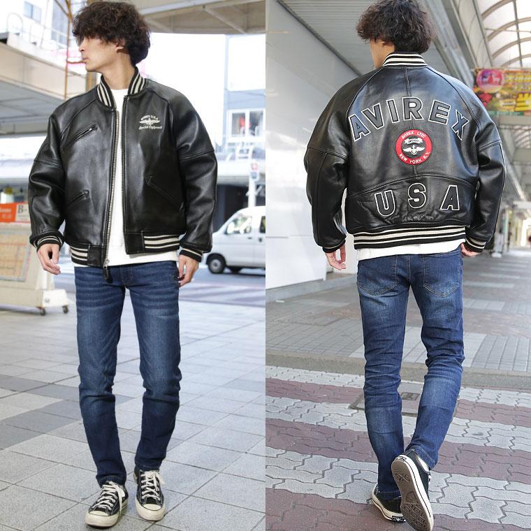 【ポイント10倍】AVIREX アビレックス バーシティジャケット 羊革 VARSITY JACKET 6181032 7834950015の画像