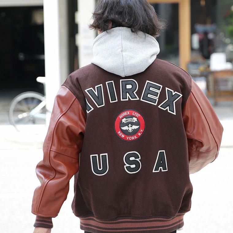 【ポイント10倍】AVIREX アビレックス アヴィレックス  SUGNATUR VARSITY JACKET シグネチャー バーシティ ジャケット レザージャケット 革ジャン 7834952036の画像