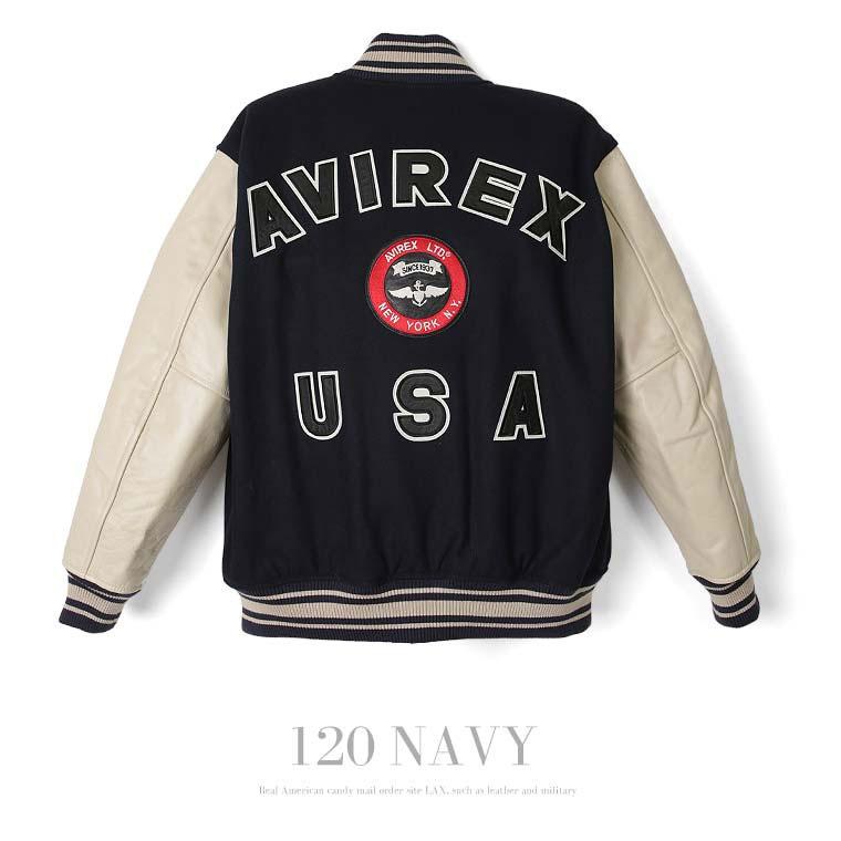 【ポイント10倍】AVIREX アビレックス アヴィレックス  SUGNATUR VARSITY JACKET シグネチャー バーシティ ジャケット レザージャケット 革ジャン 7834952036の画像