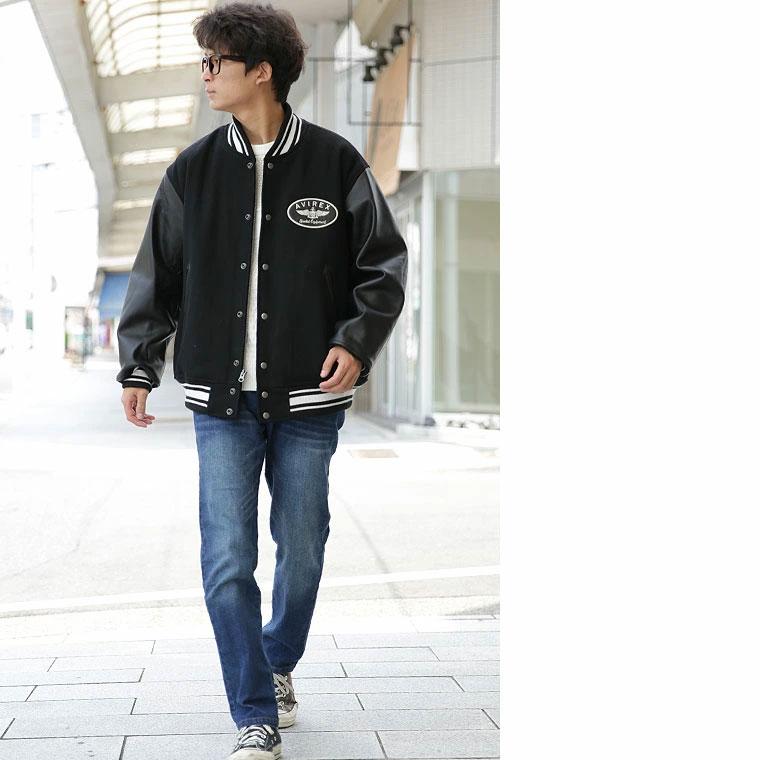 【ポイント10倍】AVIREX アビレックス アヴィレックス  SUGNATUR VARSITY JACKET シグネチャー バーシティ ジャケット レザージャケット 革ジャン 7834952036の画像