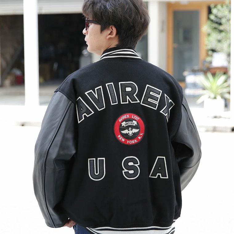 【ポイント10倍】AVIREX アビレックス アヴィレックス  SUGNATUR VARSITY JACKET シグネチャー バーシティ ジャケット レザージャケット 革ジャン 7834952036の画像