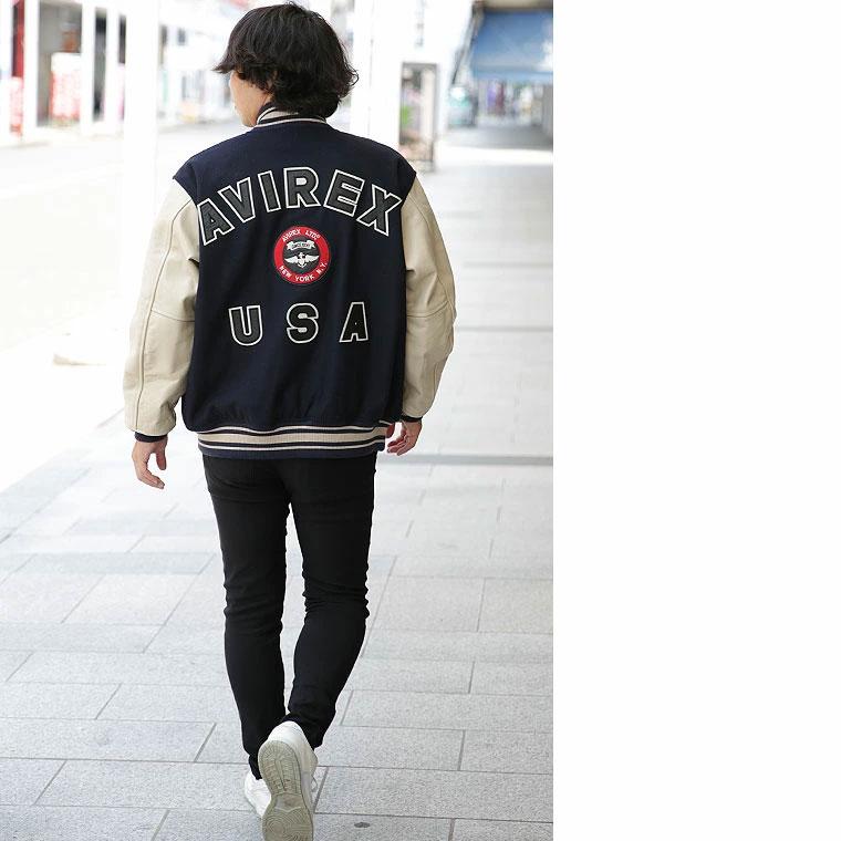 【ポイント10倍】AVIREX アビレックス アヴィレックス  SUGNATUR VARSITY JACKET シグネチャー バーシティ ジャケット レザージャケット 革ジャン 7834952036の画像