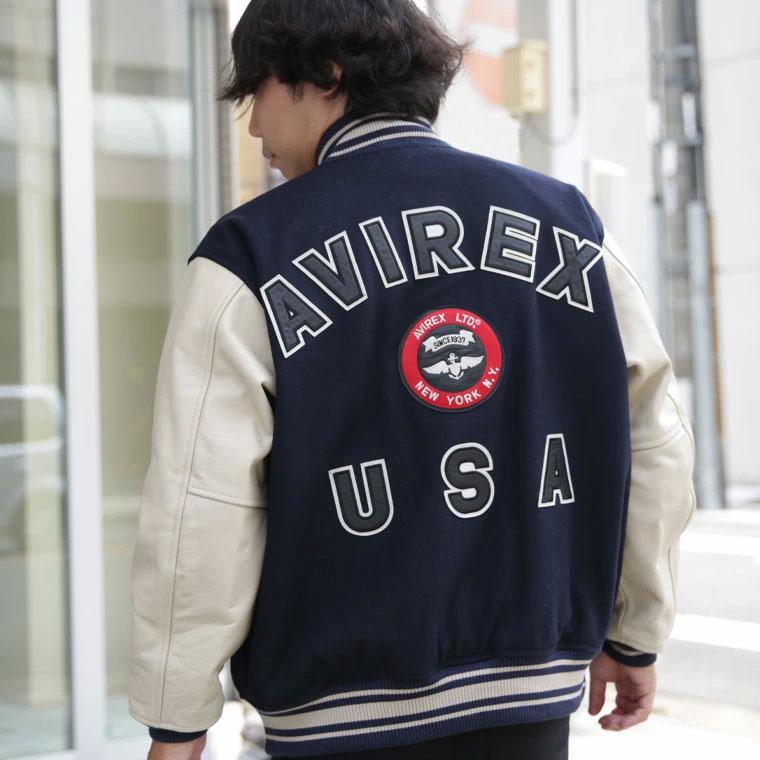 【ポイント10倍】AVIREX アビレックス アヴィレックス  SUGNATUR VARSITY JACKET シグネチャー バーシティ ジャケット レザージャケット 革ジャン 7834952036の画像