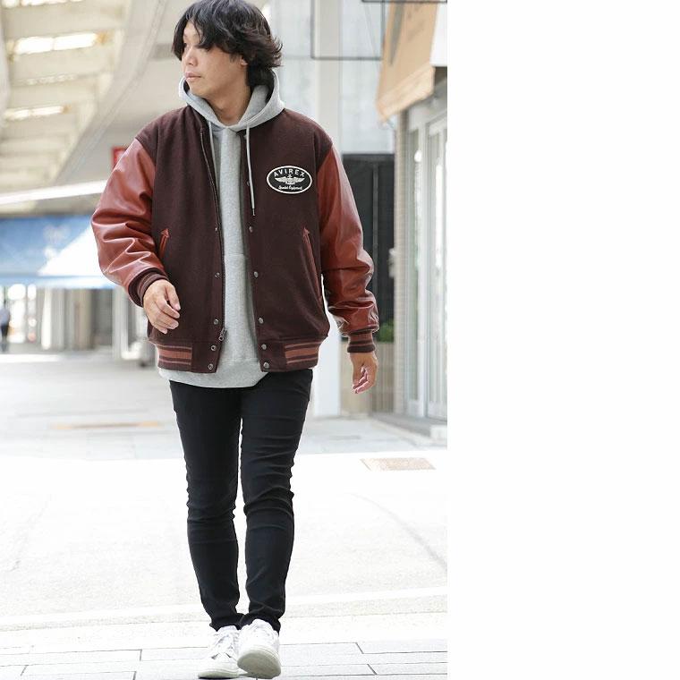 【ポイント10倍】AVIREX アビレックス アヴィレックス  SUGNATUR VARSITY JACKET シグネチャー バーシティ ジャケット レザージャケット 革ジャン 7834952036の画像