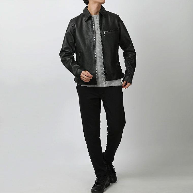 【ポイント10倍】Retro Grade レトログレード シープスキン 襟付き トラッカー SCHOTT AVIREX ブラック 羊革 本革 レザー 7935950004【返品・交換不可】の画像