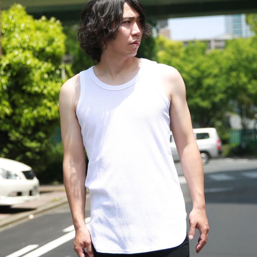 ワッフル タンクトップ サーマル メンズ トップス インナー お洒落 カットソー 春服 夏服 ベーシック  無地 カジュアル ラックス WEB-1 |  | 02