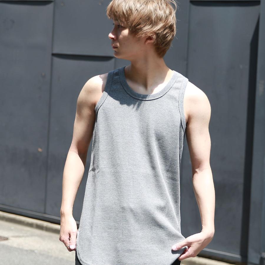 ワッフル タンクトップ サーマル メンズ トップス インナー お洒落 カットソー 春服 夏服 ベーシック  無地 カジュアル ラックス WEB-1 |  | 06