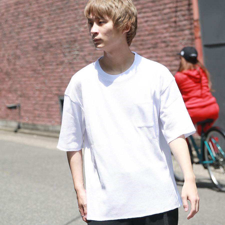 ワッフル ポケット ｔシャツ サーマル メンズ トップス インナー お洒落 カットソー 春服 夏服 ベーシック  無地 |  | 02