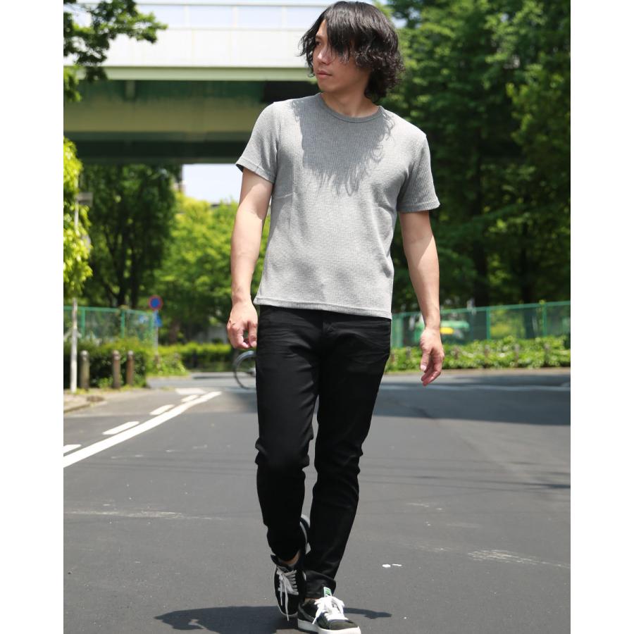 ワッフル クルーネックｔシャツ サーマル メンズ トップス インナー お洒落 カットソー 春服 夏服 ベーシック  無地 |  | 05