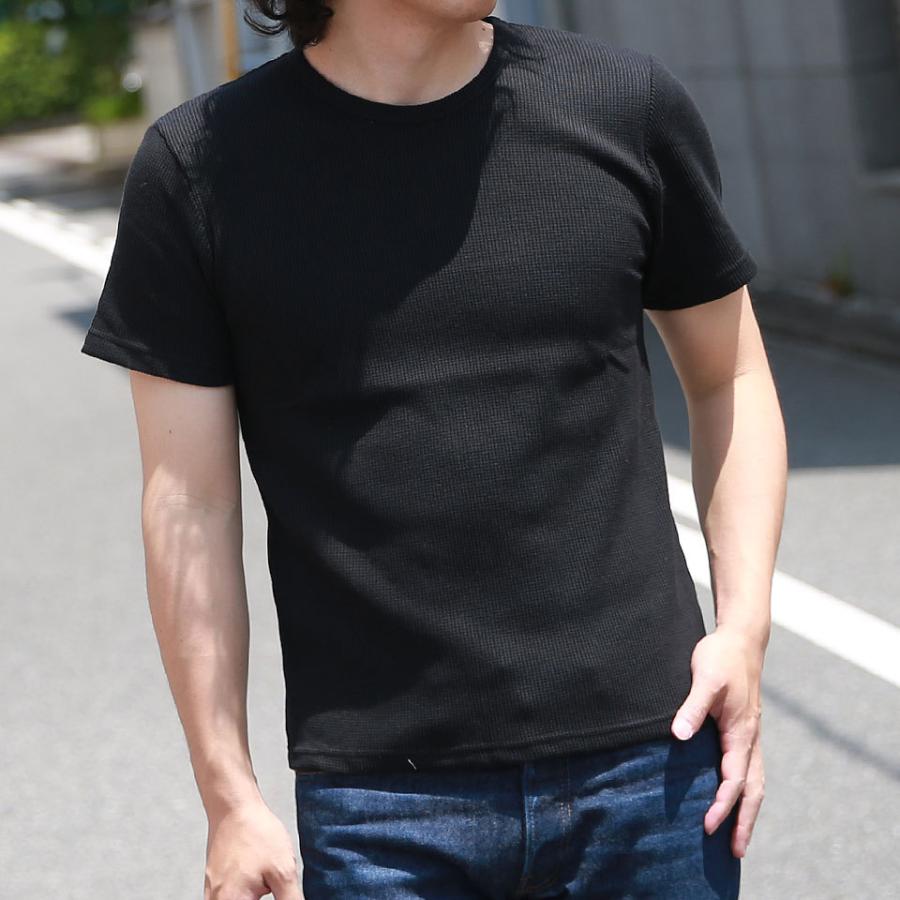 ワッフル クルーネックｔシャツ サーマル メンズ トップス インナー お洒落 カットソー 春服 夏服 ベーシック  無地 |  | 06