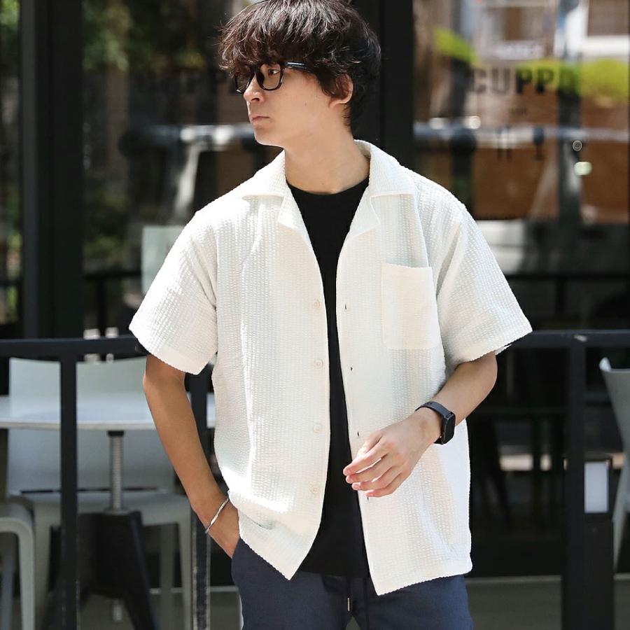 シャツ メンズ 半袖 半袖シャツ オープンカラー スキッパー 開襟シャツ ストライプ シアサッカー パイル ジャガード カジュアル 夏 服 夏服 春夏 WEB-418 |  | 10
