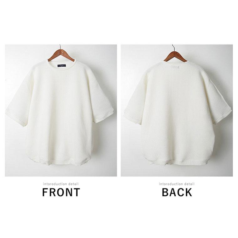 【極美品】LARDINI 半袖ニット　綿　M ホワイト　イタリア　薄手　現行 サマーニット 半袖ニット ドルマンニット メンズ おしゃれ 大人 薄手