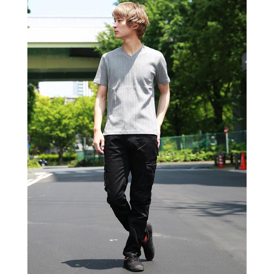 スパン テレコ Tシャツ メンズ トップス インナー お洒落 カットソー 春服 夏服 Vネック カジュアル ラックス WEB-5 |  | 05