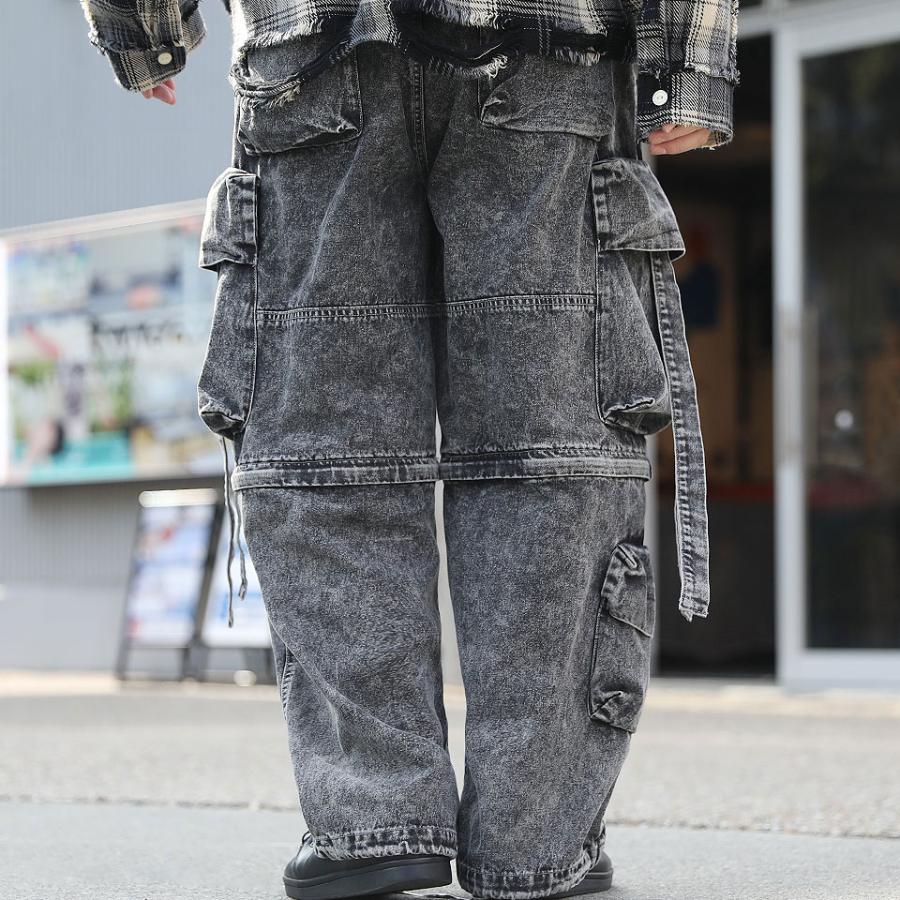 ケミカルウォッシュ テクノパンツ ワイドパンツ カーゴパンツ デニム ジーパン デニムパンツ ワイド メンズ ワイドシルエット デニム カーゴパンツ WEB-641 |  | 10
