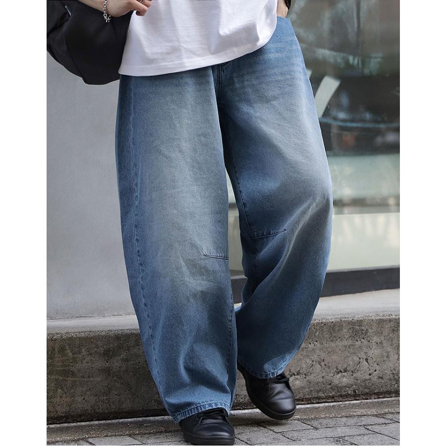バレルレッグジーンズ パンツ ワイドパンツ デニム ワイドデニムパンツ ジーパン バギーパンツ 太め ルーズシルエット オーバーサイズ  ワンウォッシュ WEB-657 |  | 05