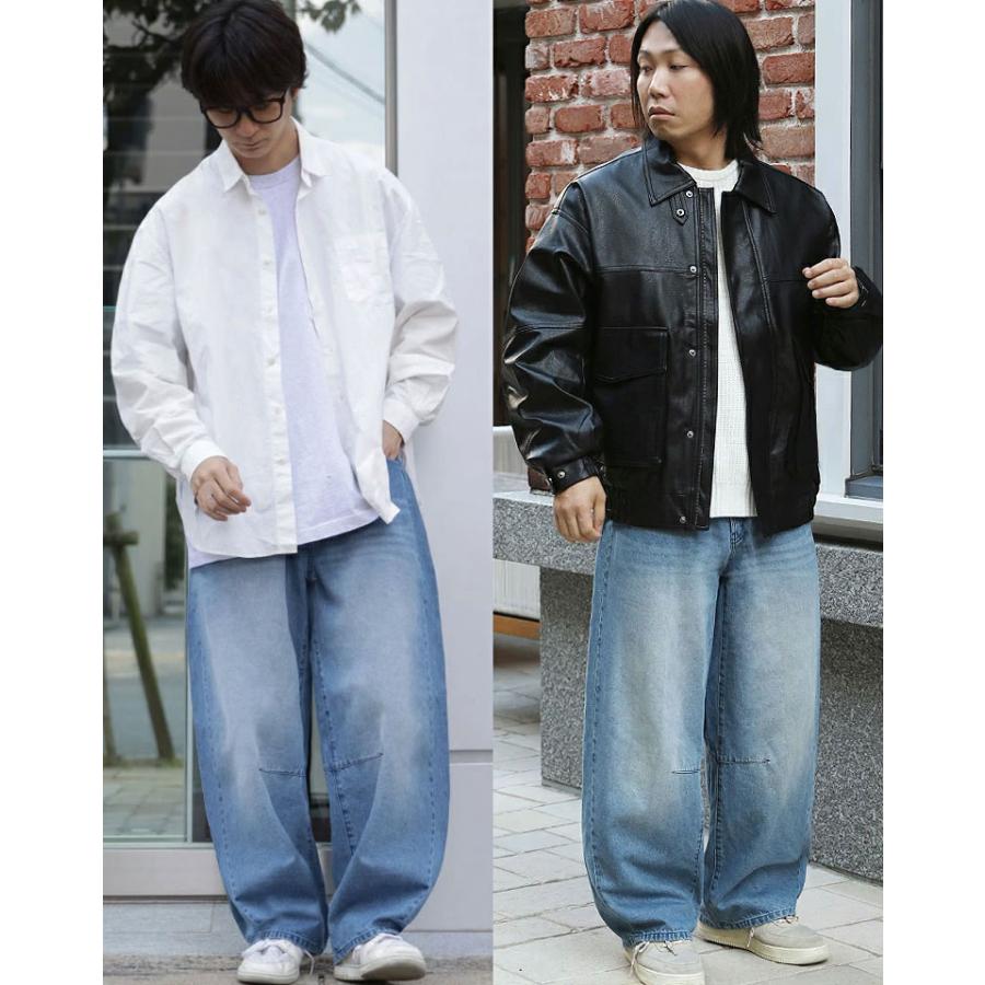 バレルレッグジーンズ パンツ ワイドパンツ デニム ワイドデニムパンツ ジーパン バギーパンツ 太め ルーズシルエット オーバーサイズ  ワンウォッシュ WEB-657 |  | 06