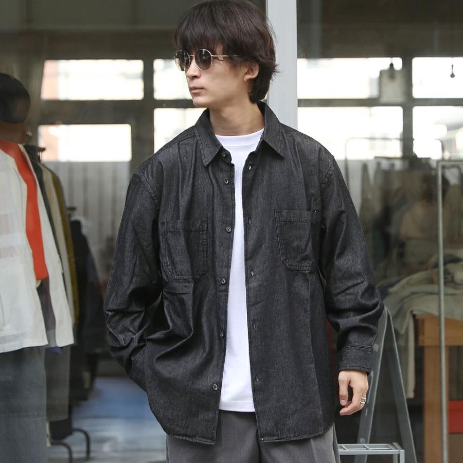 デニムシャツ 長袖シャツ デニム ライトオンス メンズ シャツ オーバー