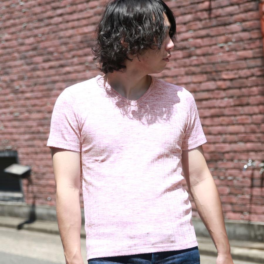 ヘザー テレコ Tシャツ 杢 メンズ トップス インナー お洒落 カットソー 春服 夏服 Vネック カジュアル ラックス WEB-7 | Heather | 02