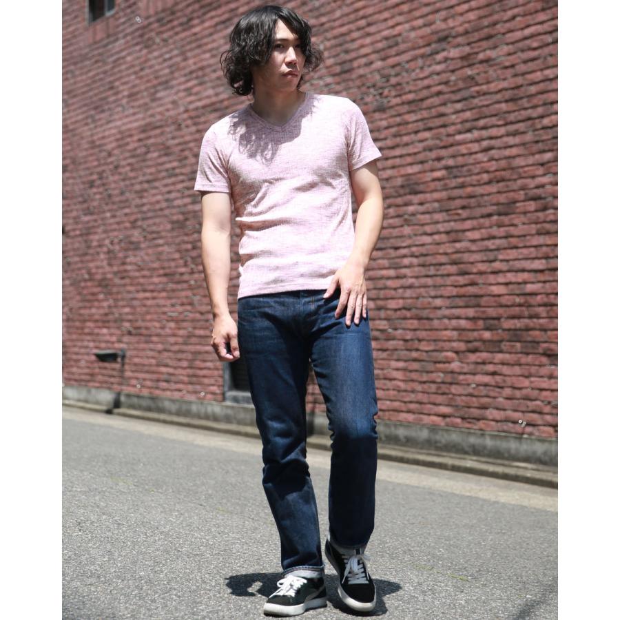 ヘザー テレコ Tシャツ 杢 メンズ トップス インナー お洒落 カットソー 春服 夏服 Vネック カジュアル ラックス WEB-7 | Heather | 03