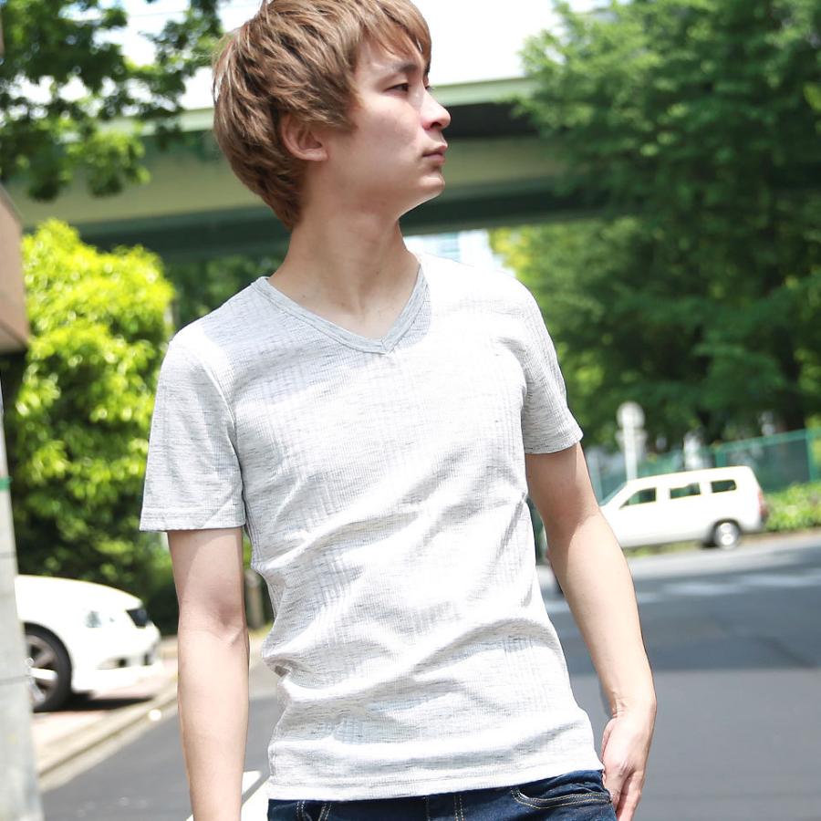 ヘザー テレコ Tシャツ 杢 メンズ トップス インナー お洒落 カットソー 春服 夏服 Vネック カジュアル ラックス WEB-7 | Heather | 06