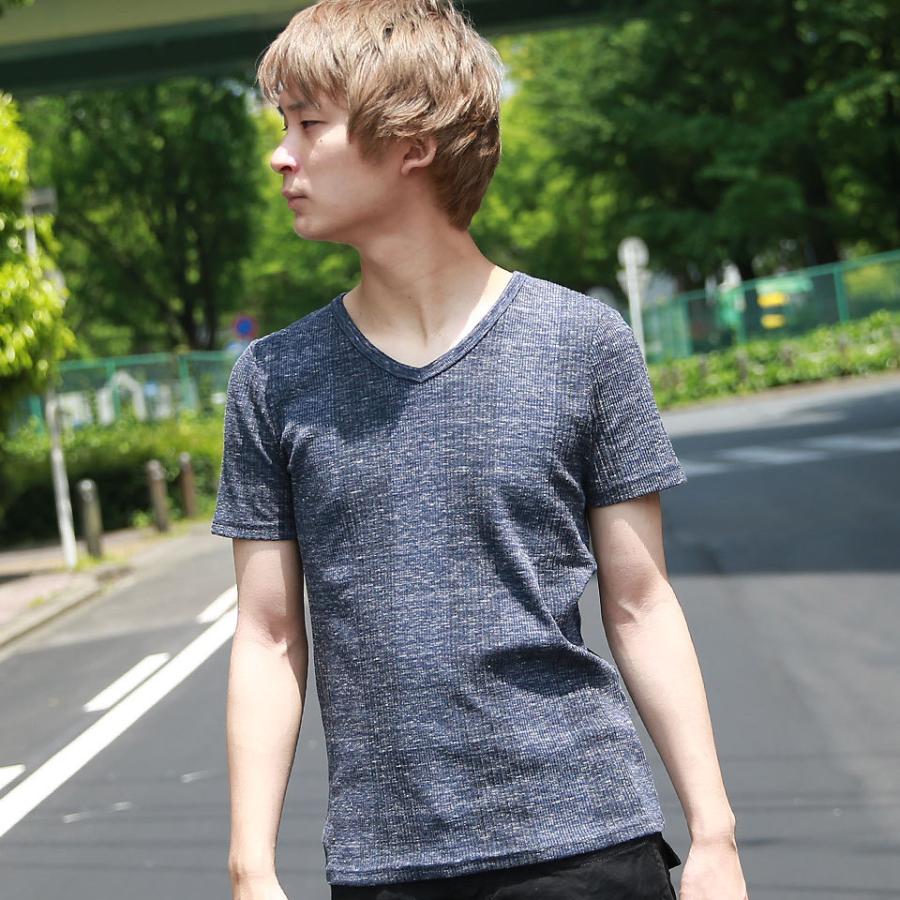 ヘザー テレコ Tシャツ 杢 メンズ トップス インナー お洒落 カットソー 春服 夏服 Vネック カジュアル ラックス WEB-7 | Heather | 08