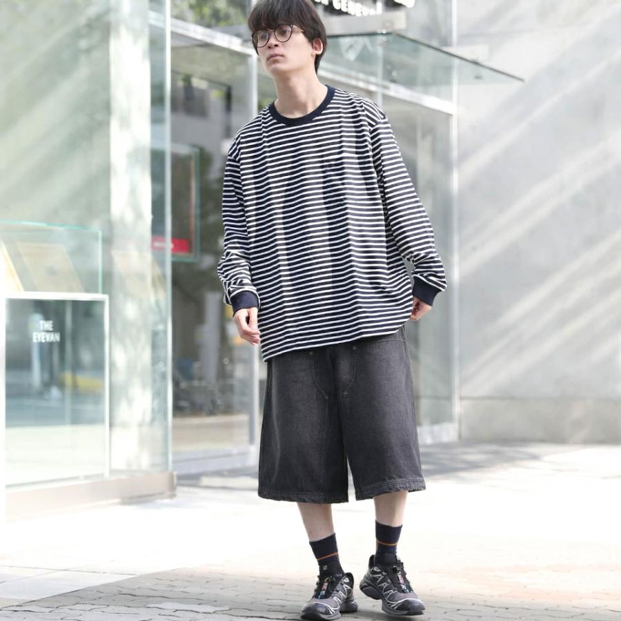 日本製 POST OʼALLS ダブルニー バギーデニムショーツ グッドフェード ワイド ダブルニー デニム ショートパンツ デニムショーツ バギー