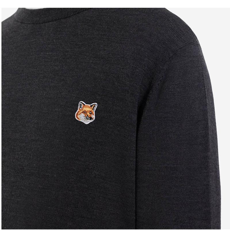 MAISON KITSUNE メゾン キツネ FM00528KT1036 FOX HEAD PATCH REGULAR R-NECK フォックスヘッド パッチ レギュラー Rネック ジャンパー ニット セーター ウール｜laxny-yh｜04