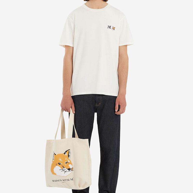 MAISON KITSUNE メゾン キツネ DOUBLE FOX HEAD CLASSIC TEE Tシャツ メンズ レディース 半袖 白 ホワイト 刺繍 ワンポイント 人気 おしゃれ シンプル｜laxny-yh｜06