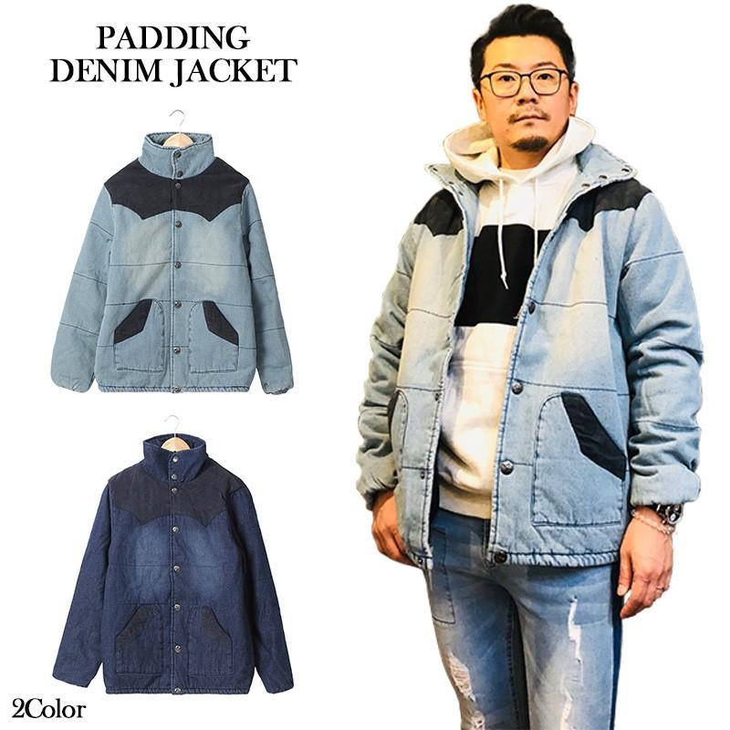 ジャケット デニム 中綿 デニムジャケット 中綿ジャケット スタンド アウター 暖かい 防寒 アウトドア サーフ系 冬 送料無料 Padding Denimjacket Laxny 通販 Yahoo ショッピング