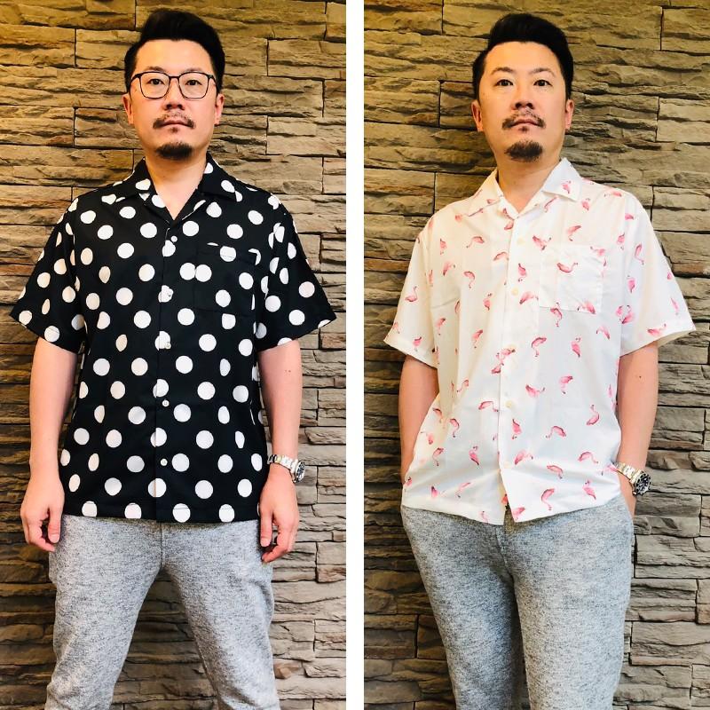 オープンカラーシャツ 総柄プリント 半袖開襟シャツ 半袖 メンズ ユニセックス ドット フラミンゴ 春 夏 税込8 900円以上で送料無料 Patterned Shirt Laxny 通販 Yahoo ショッピング