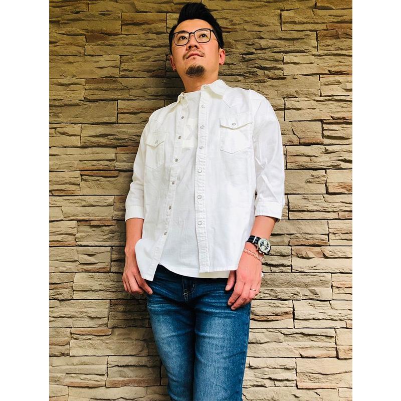 ウエスタンシャツ メンズ デニム 七分袖 白 細身 スリム ホワイト 秋服 税込8 900円以上で送料無料 White Western Laxny 通販 Yahoo ショッピング