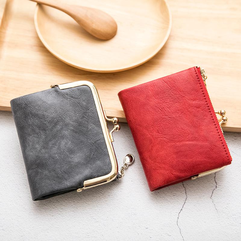 B級品》《全8色》がま口財布 本革 ハンドメイド 二つ折り財布 ミニ財布