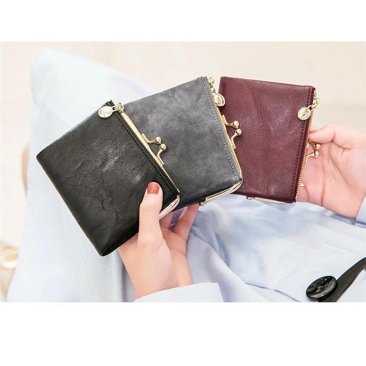 がま口両面折りお財布　ハンドメイド　本革 B級品》《全8色》がま口財布 本革 ハンドメイド 二つ折り財布 ミニ財布