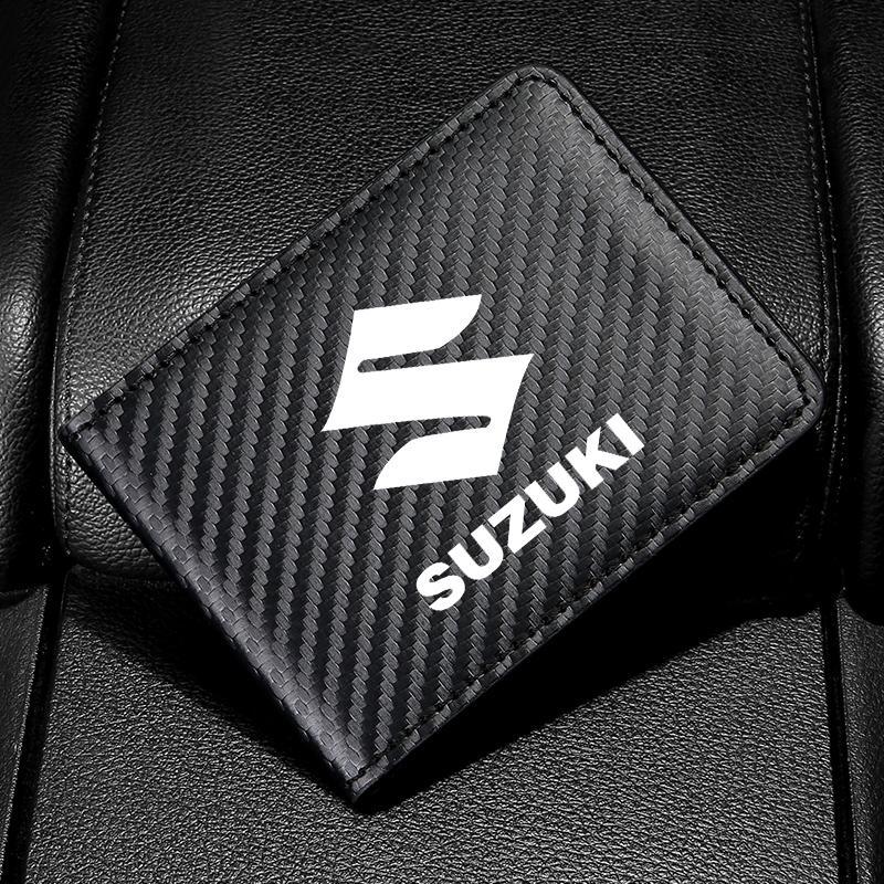 スズキ カードケース 免許証ケース カードホルダー PUレザー カーボン