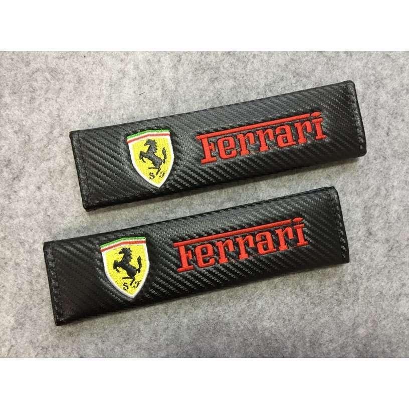 Ferrari フェラーリ 正規品 シートベルトパッド ティッシュボックスカバー 送料無料 フェラーリ用☆2個セット シートベルトパッド ロゴ刺繍入り